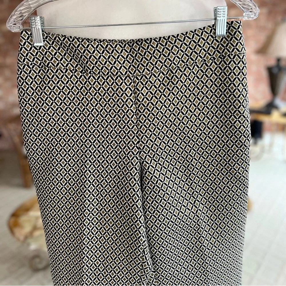 Talbots Slim Ankle Pant in Gold Medallion Jacquard Black Diamond NWT 2 Classic